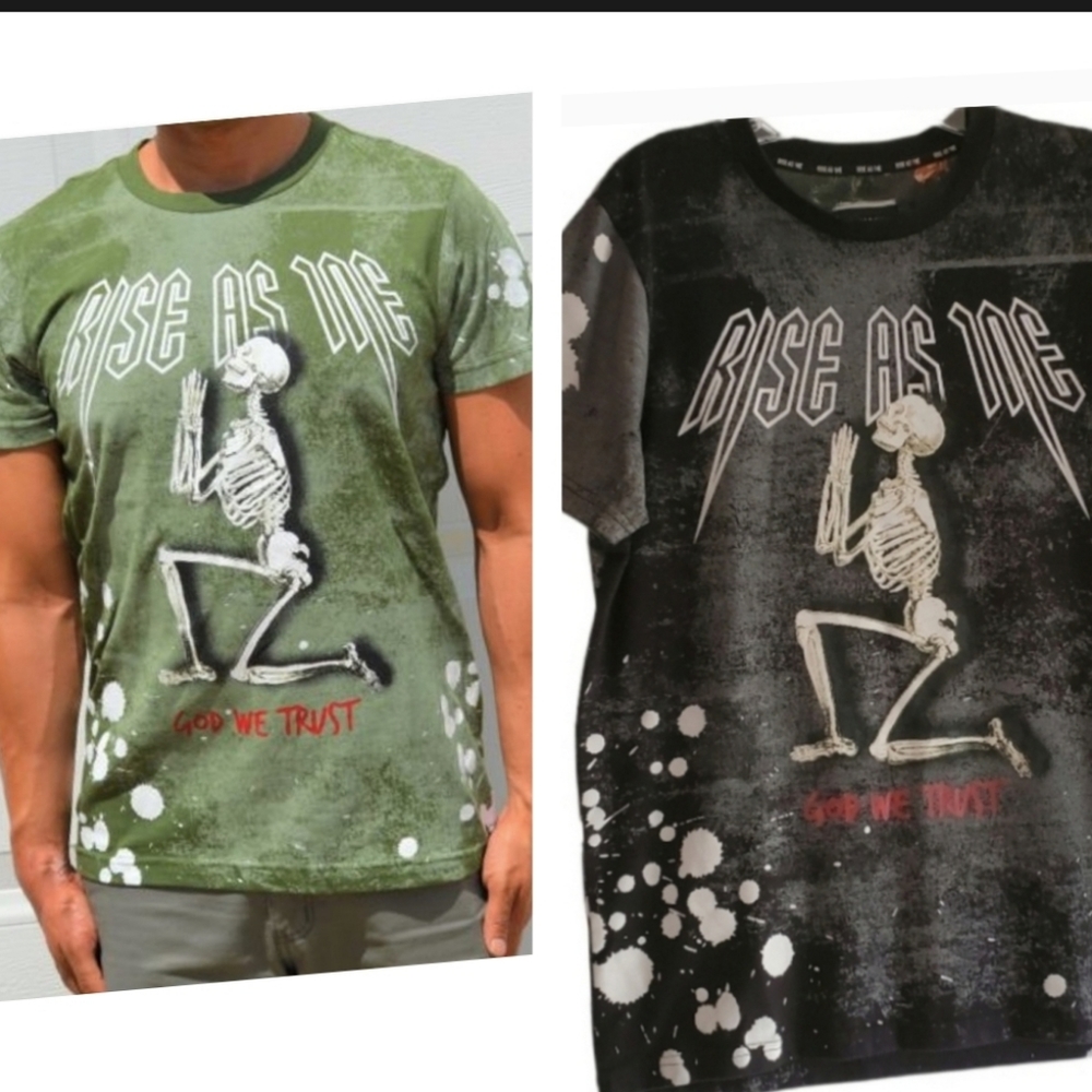 Rise as 1ne Black God we Trust Paint Splatter T shirt size M *